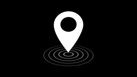 GPS location pointer with radio wave animation on a black background. 스톡 동영상 297951983