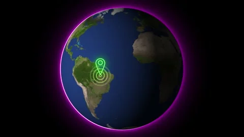 GPS Location Scanning Interface Animation with Earth Stock Footage 282577205