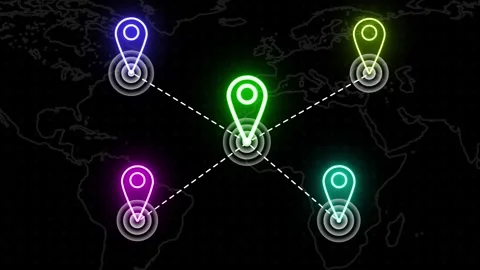 GPS Location Scanning Interface Animation with Earth Outline 動画素材 282577208