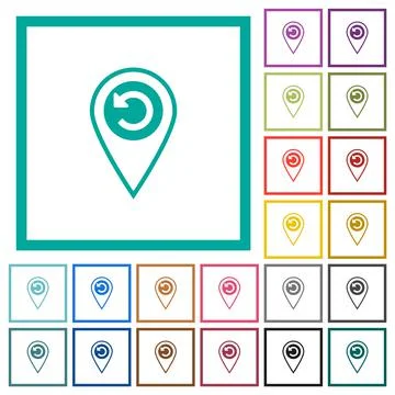 GPS location undo flat color icons with quadrant frames 스톡 일러스트