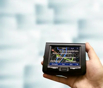 Gps in a man hand. Stock Photos