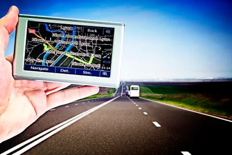Gps in a man hand. Stock Photos