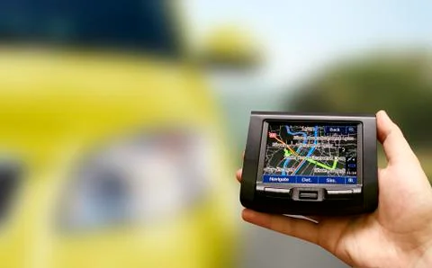Gps in a man hand. Stock Photos