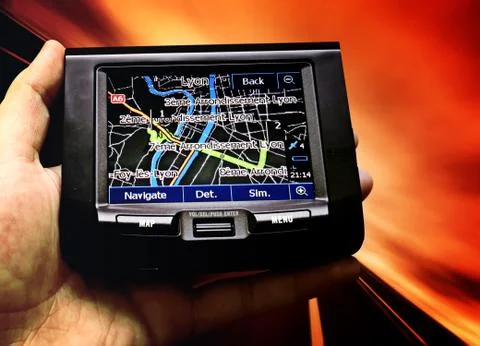 Gps in a man hand Stock Photos