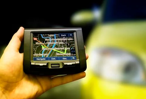 Gps in a man hand. Stock Photos