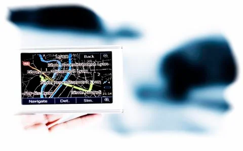 Gps in a man hand. Stock Photos