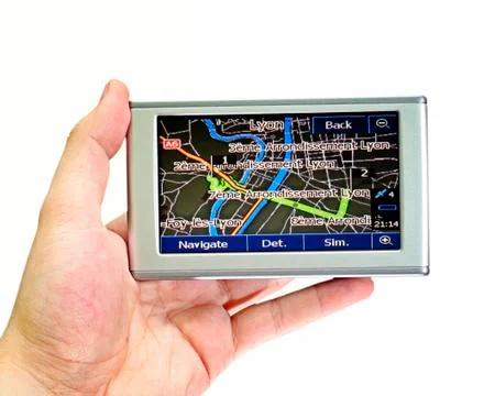 Gps in a man hand. Stock Photos