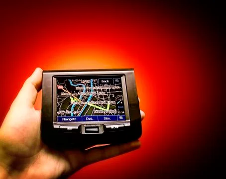 Gps in a man hand. Foto stock