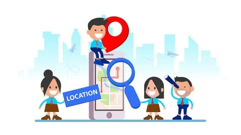 GPS map and navigation apps concept for web banner, webpage.  Stock Illustration