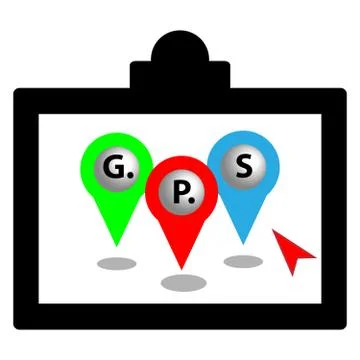 Gps with map and pin . Gps concept. Stock Illustration