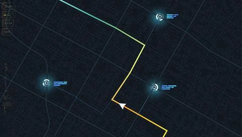 GPS map. City map with route marked. Abstract transportation. City top view. Hi Stock Illustration