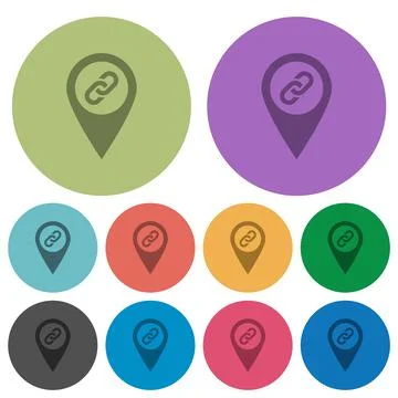 GPS map location attachment color darker flat icons Stock Illustration