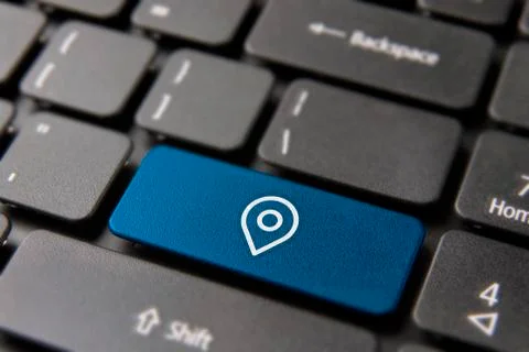 GPS map location computer keyboard button Stock Photos
