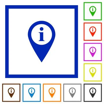 GPS map location information flat framed icons Stock Illustration