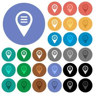 GPS map location options round flat multi colored icons Stock Illustration