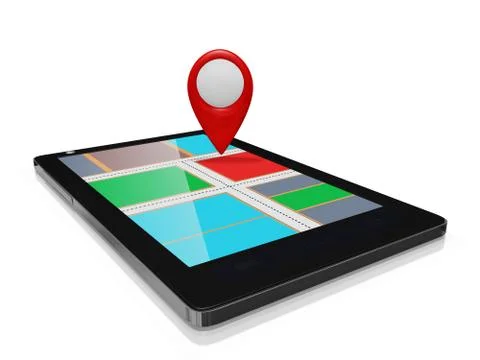 GPS Map Marker on a Smart phone Mobile Stock Illustration