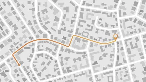 Gps map navigation to own house. View from above the map buildings. Detailed Stock Illustration