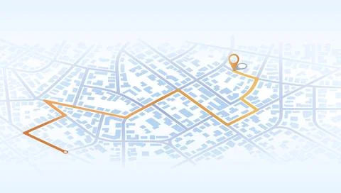 Gps map navigation to own house. View from above the map buildings. Detailed Stock Illustration