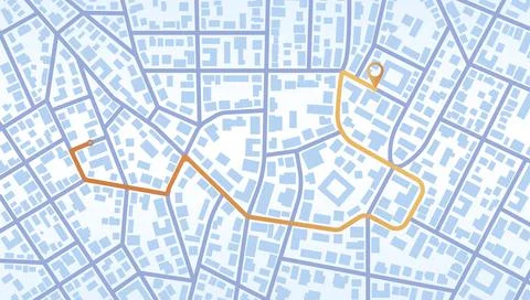 Gps map navigation to own house. View from above the map buildings. Detailed Stock Illustration