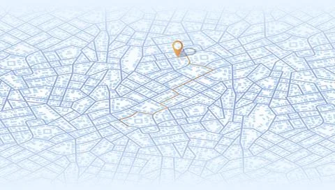 Gps map navigation to own house. View from above the map buildings. Detailed Stock Illustration