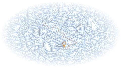 Gps map navigation to own house. View from above the map buildings. Detailed Stock Illustration