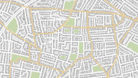Gps map navigation to own house. View from above the map buildings. Detailed Stock Illustration