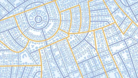 Gps map navigation to own house. View from above the map buildings. Detailed Stock Illustration