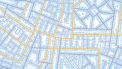 Gps map navigation to own house. View from above the map buildings. Detailed Stock Illustration