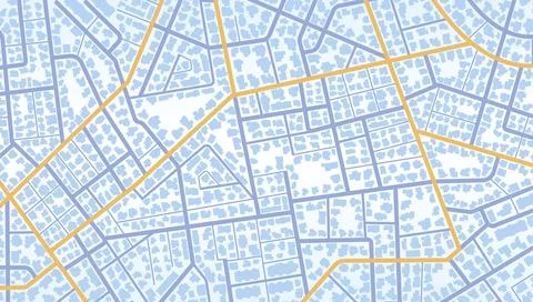 Gps map navigation to own house. View from above the map buildings. Detailed Stock Illustration