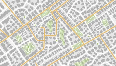 Gps map navigation to own house. View from above the map buildings. Detailed Stock Illustration