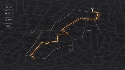 Gps map navigation to own house. View from above the map buildings. Detailed Stock Illustration