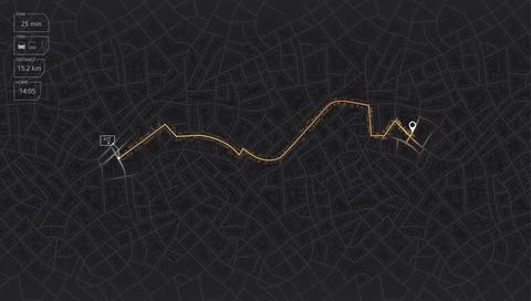 Gps map navigation to own house. View from above the map buildings. Detailed Stock Illustration