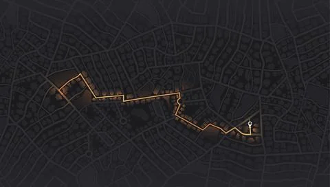 Gps map navigation to own house. View from above the map buildings. Detailed Stock-Illustration