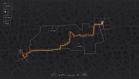 Gps map navigation to own house. View from above the map buildings. Detailed Stock Illustration