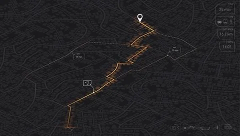 Gps map navigation to own house. View from above the map buildings. Isometric Stock Illustration