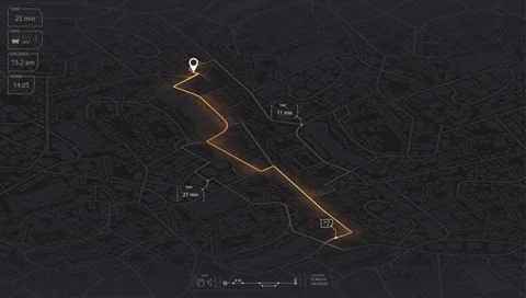 Gps map navigation to own house. View from above the map buildings. Isometric Stock Illustration