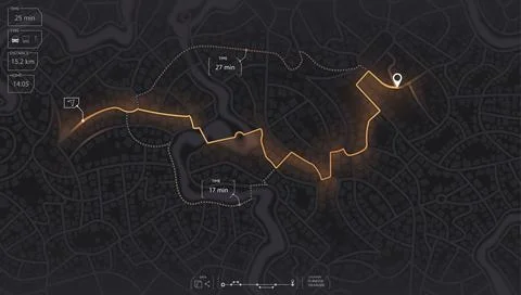 Gps map navigation to own house. View from above the map buildings. Detailed Stock Illustration