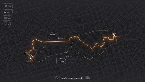 Gps map navigation to own house. View from above the map buildings. Detailed Stock Illustration