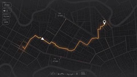 Gps map navigation to own house. View from above the map buildings. Detailed Stock Illustration