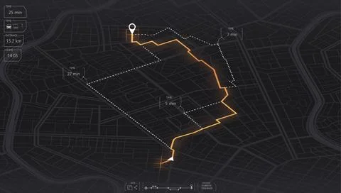 Gps map navigation to own house. View from above the map buildings. Detailed Stock Illustration