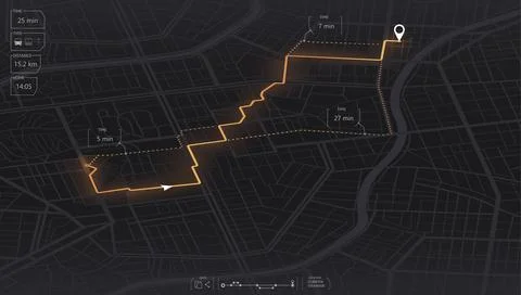Gps map navigation to own house. View from above the map buildings. Detailed Stock Illustration