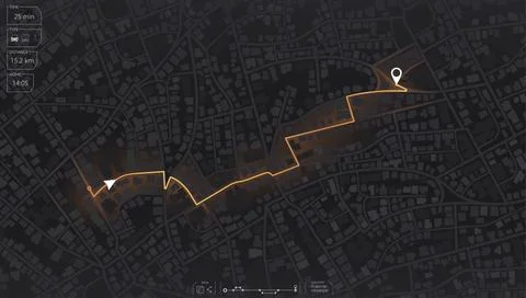 Gps map navigation to own house. View from above the map buildings. Detailed Stock Illustration