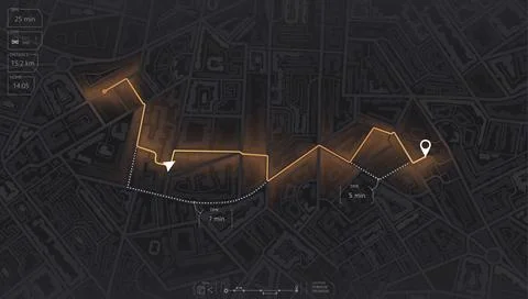 Gps map navigation to own house. View from above the map buildings. Detailed Stock Illustration