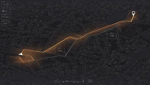Gps map navigation to own house. View from above the map buildings. Detailed Stock Illustration