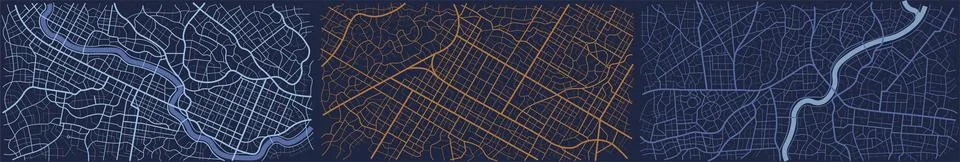 Gps map navigation to own house. Closed area, district, road. Detailed view of Stock Illustration