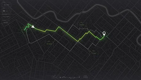 Gps map navigation to own house. View from above the map buildings. Detailed Stock Illustration