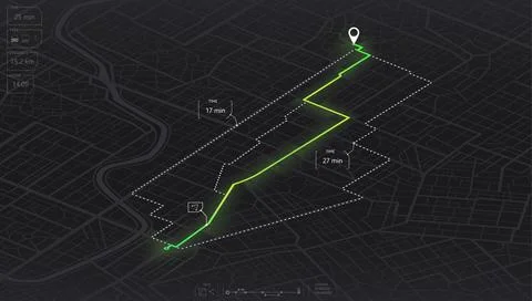 Gps map navigation to own house. View from above the map buildings. Detailed Stock Illustration