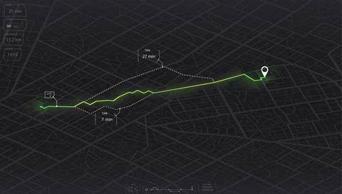 Gps map navigation to own house. View from above the map buildings. Detailed Stock Illustration