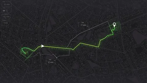 Gps map navigation to own house. View from above the map buildings. Detailed Stock Illustration