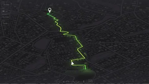 Gps map navigation to own house. View from above the map buildings. Detailed Stock Illustration